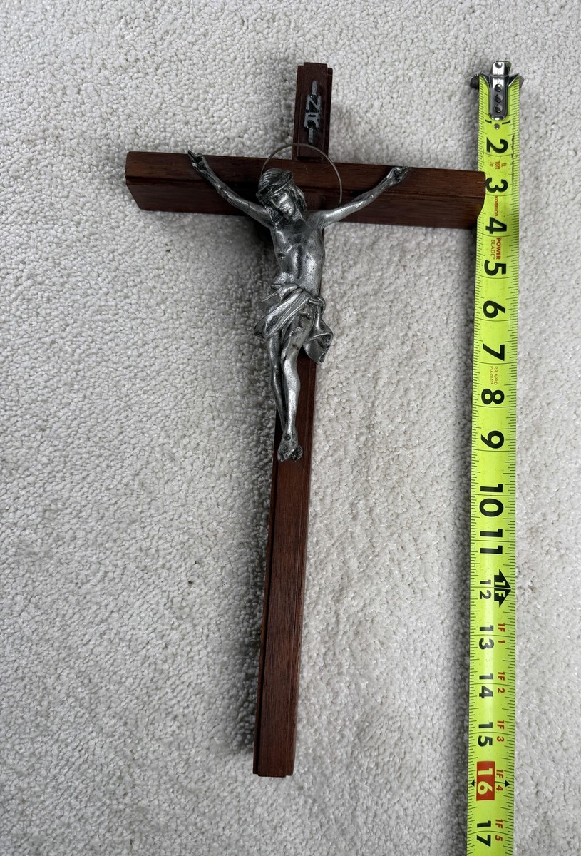 Vintage Crucifix Cross Brown Wood INRI Large Wall Plastic Jesus | eBay