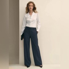 Brooks Brothers 346 Caroline Fit Blue Lightweight Wool Trousers Women  s 6 EUC