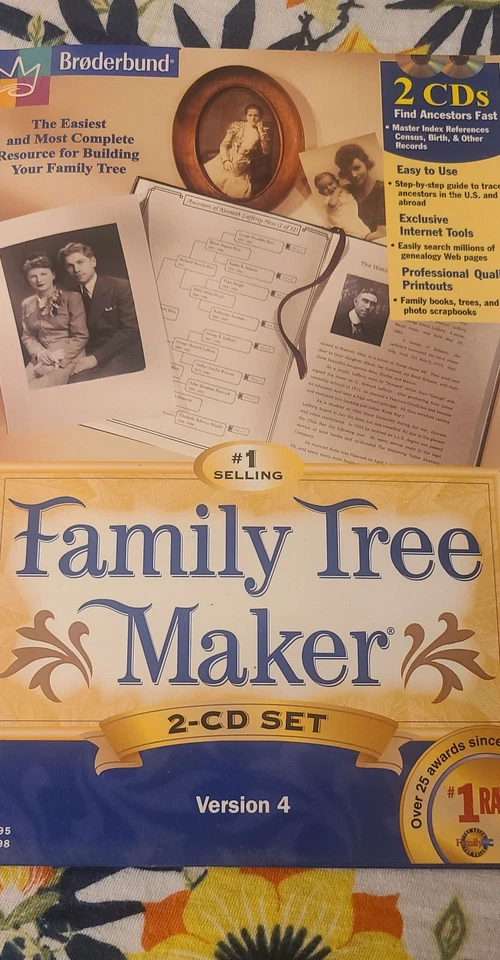 "Broderbund Family Tree Maker" 2-CD Set Version 4 Windows 95/98 New - Image 2 of 4