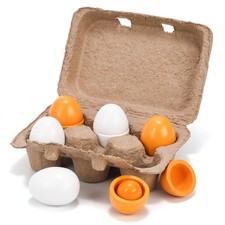6PCS Play Food Sets for Kitchen,Play Kitchen Wooden Egg Food Grocery Pretend ...