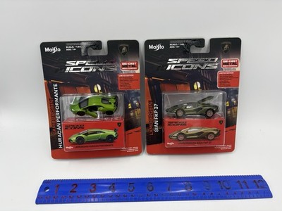 Maisto 1:64 Diecast Metal Green Lamborghini Sian FKP 37 and Huracan Performante