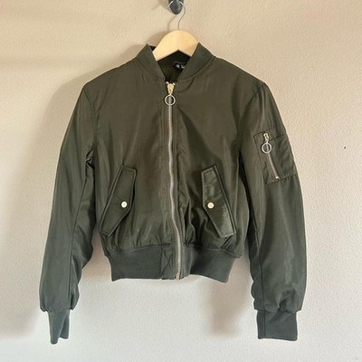 H&M DIVIDED green bomber jacket Size 6