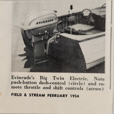 1954 Magazine Photo Evinrude Big Twin Electric Outboard Motors Push Button Dash