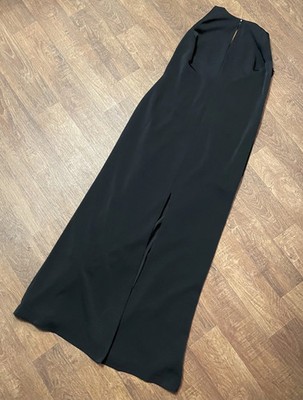 1980er Vintage Pianoforte by Max Mara schwarzes Abendkleid Größe 14/16 Designer