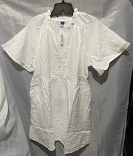 Old Navy White Split V-Neck Crinkle Gauze Flutter Short Sleeve Swing Dress M NWT