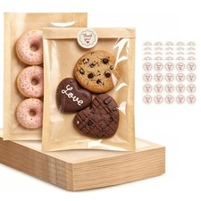 ZPHTWO 100 Pack Cookie Bags with Window, 5.1x7.5 Inch Heat 100 Pack, Clear