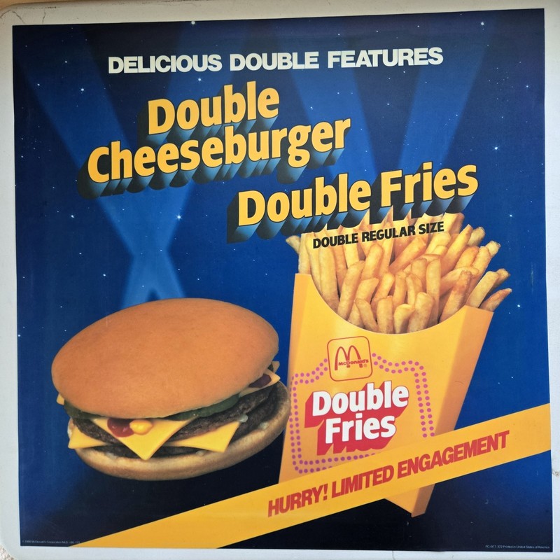 1986 McDonald's "Double Chesse Burger" Translite sign 21.75" Advertising Display