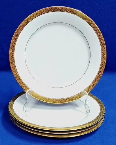 Centurion Collection Pure Gold 9414 Dinner Plates 10 5/8" 24k Vintage Set of 4