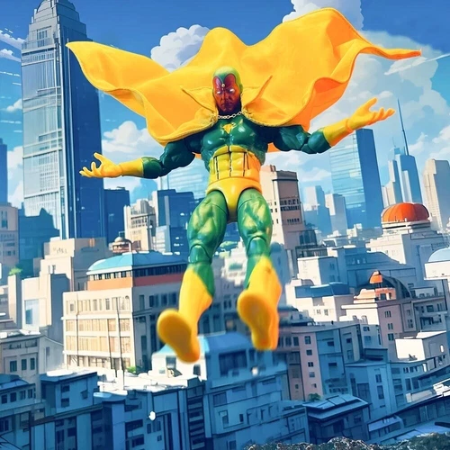 1/12 Custom Wired Cape Yellow for Vision Classic Comic Look Action Figure New - Picture 1 of 5