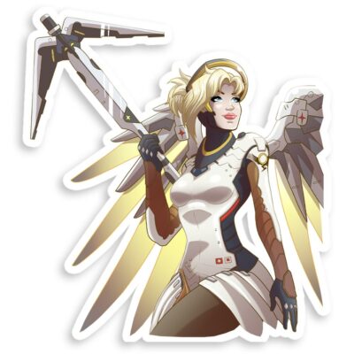 Mercy Team Healer from Overwatch Video Game 3'' Glossy Vinyl Sticker