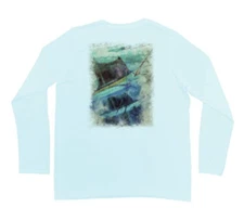 Guy Harvey Paradise L/S Performance Fishing T-shirt..Pick Size..Color: Mist