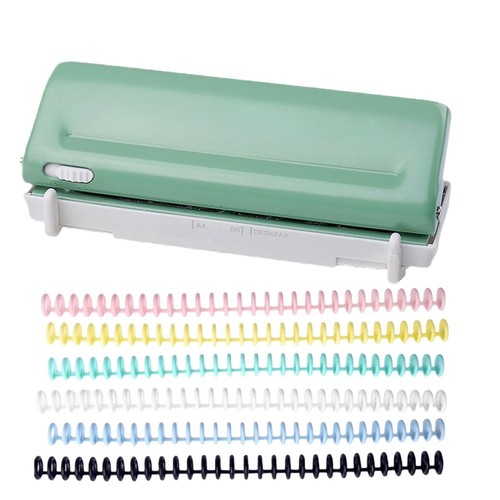 Adjustable 6-Hole Punch 6/12mm Binder Ring Set 4 Marcon Color 10 Sheets Capacity - Picture 12 of 15