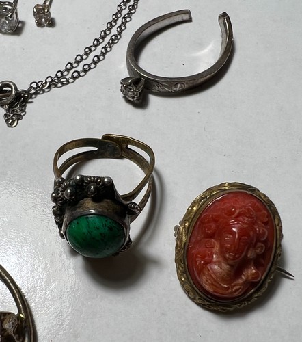 COOL BEANS Antique Brass Jewelry Lot w/ Bonus Sterling Silver & Fashion Pieces - Picture 10 of 24