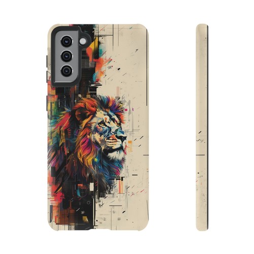 Phone Case for iPhone, Pixel, Galaxy - Lion Retro Abstract Colorful Cover - Picture 162 of 191