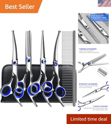 Luxury 6-in-1 Dog Grooming Scissors Set - Comfortable, Safe & Durable Design