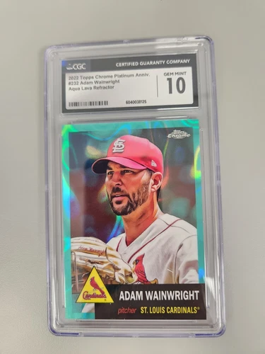 2022 Topps Chrome Platinum Anniv #232 Adam Wainwright Aqua Lava Refractor CGC 10