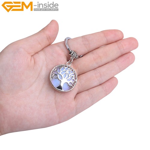 Natural Assorted Stones Tree Chakra Keychains Key Women Rings Pendant Gift 2'' - Picture 60 of 66