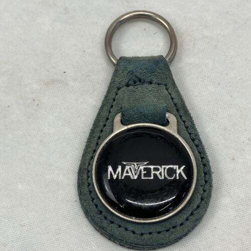 RARE VINTAGE 1970s FORD MAVERICK GENUINE Suede Blue Key Chain Ring Fob - Picture 1 of 7