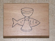Stempel - Kelch ~6x8cm - Fisch   Einladung Kommunion Konfirmation Trauer - 20703