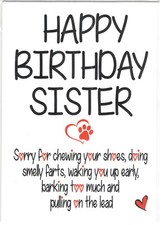 Birthday Card From Dog For Females Sorry For Chewing Your Shoes, Smelly Farts