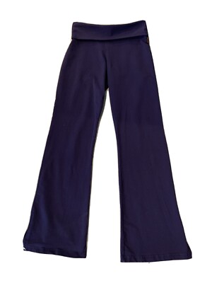 KOS USA Dark Purple Foldover Waist Bootcut Leg Yoga Fitness Pants Sz L