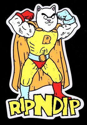 RIPNDIP Superhero Cat Sticker Lord Nermal Muscle Suit Parody Decal 4.5'' Sticker
