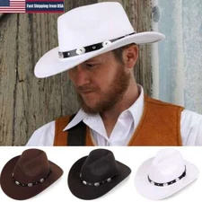 Wide Brim Wool Felt Fedora Panama Cowboy Girl Hat Casual Cap for men women Jazz