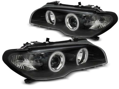 Faruri for BMW E46 03-06 COUPE convertible angel eyes CCFL XENON negru tuning d