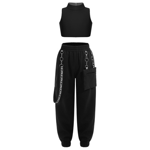 Kids Girls Crop Top With Pants For Street Dance For Hip-hop Summer Clothes Set - Picture 9 of 53