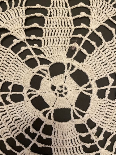 Vintage Handmade Crochet White Round Floral Star Doily Lace Edge 13" Diameter - Picture 6 of 9