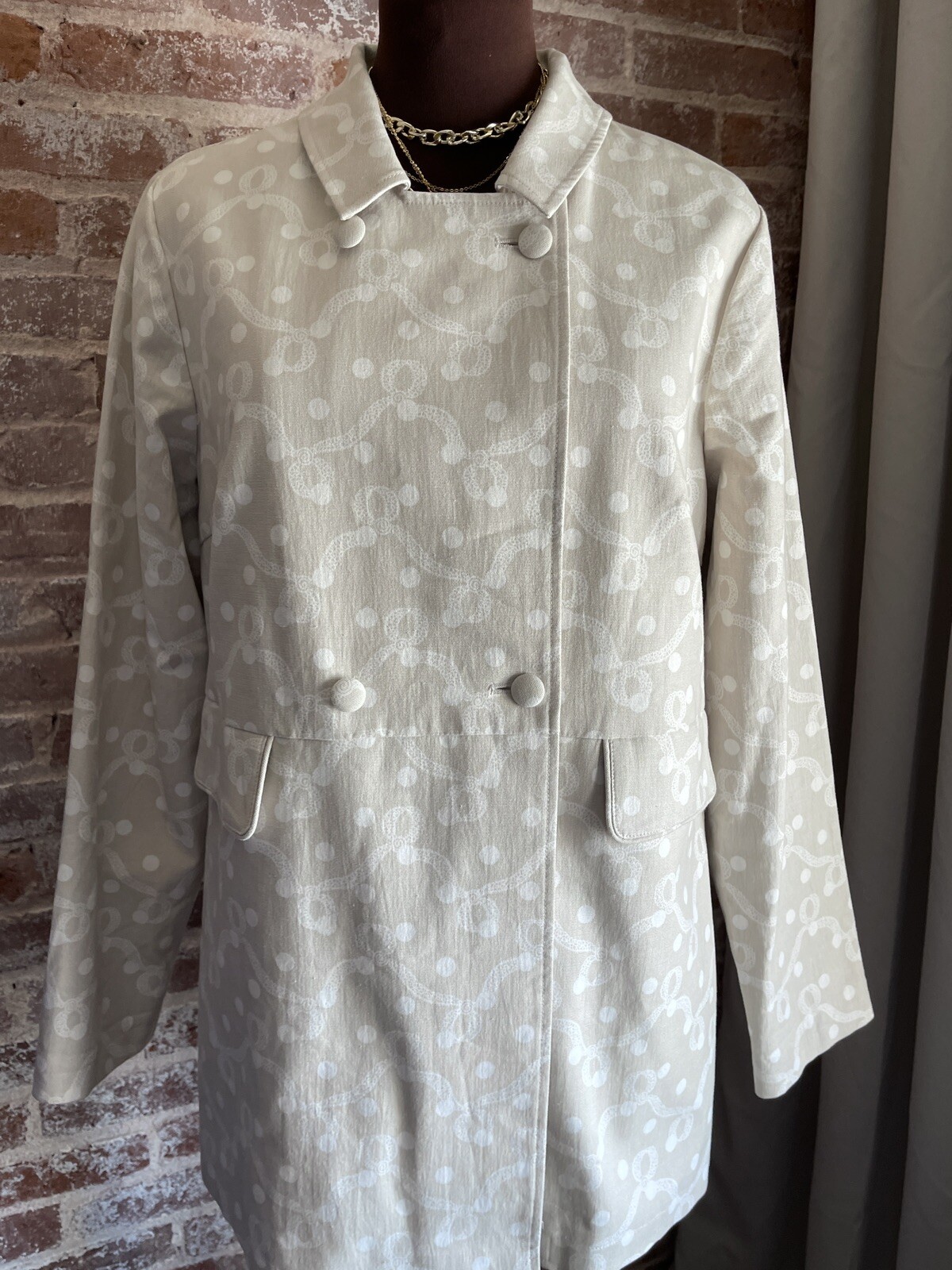 Liz Claiborne Women's Cotton Blazer Jacket Beige Long Sleeve Career