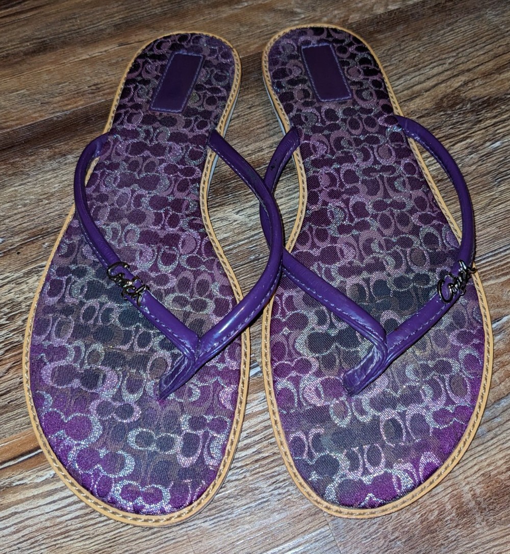 Coach womens purple flip flops size 8.5 | eBay