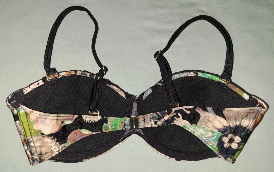 Ted Baker 2 Piezas Bikini Floral Azul Marino con Volantes Plisados, Damas Talla 2 Foto 3 de 4