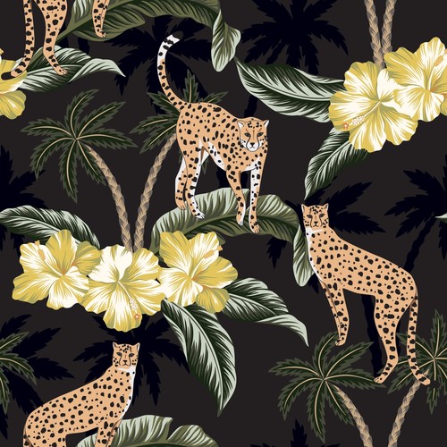 Jungle Cheetah Peel and Stick Wallpaper 10'L x 24''W Chocolate 10'ft