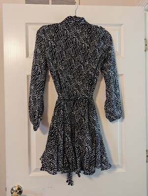 ZARA Woman Black/White Semi-sheer Printed Short Shirt Dress