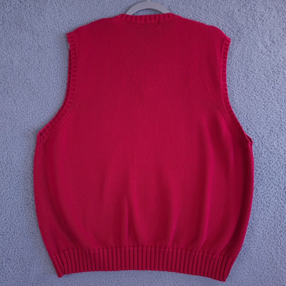 Chaleco Suéter Vintage J Crew Oarsman Para Hombres XL Rojo Sin Mangas Algodón Acanalado Tejido Borde Foto 2 de 4