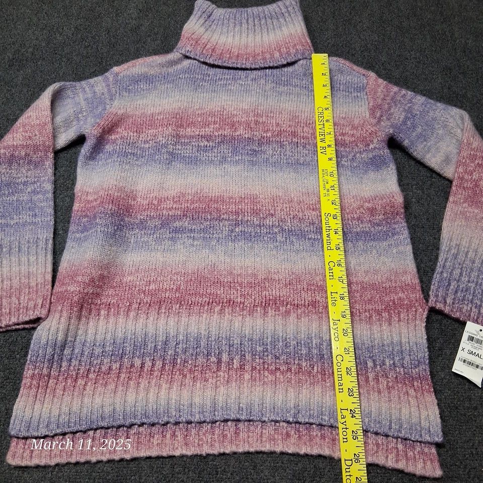 Nuevo con etiquetas Suéter Style & Co Mujer XS Púrpura Rayas Legging Cuello Alto Cuadrado De Gran Tamaño Foto 4 de 4