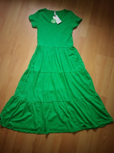 Kleid Stufenkleid Baumwolle Sommer Midi Maxi Freizeit Grün Volant Gr.XS  NEU!!! | eBay