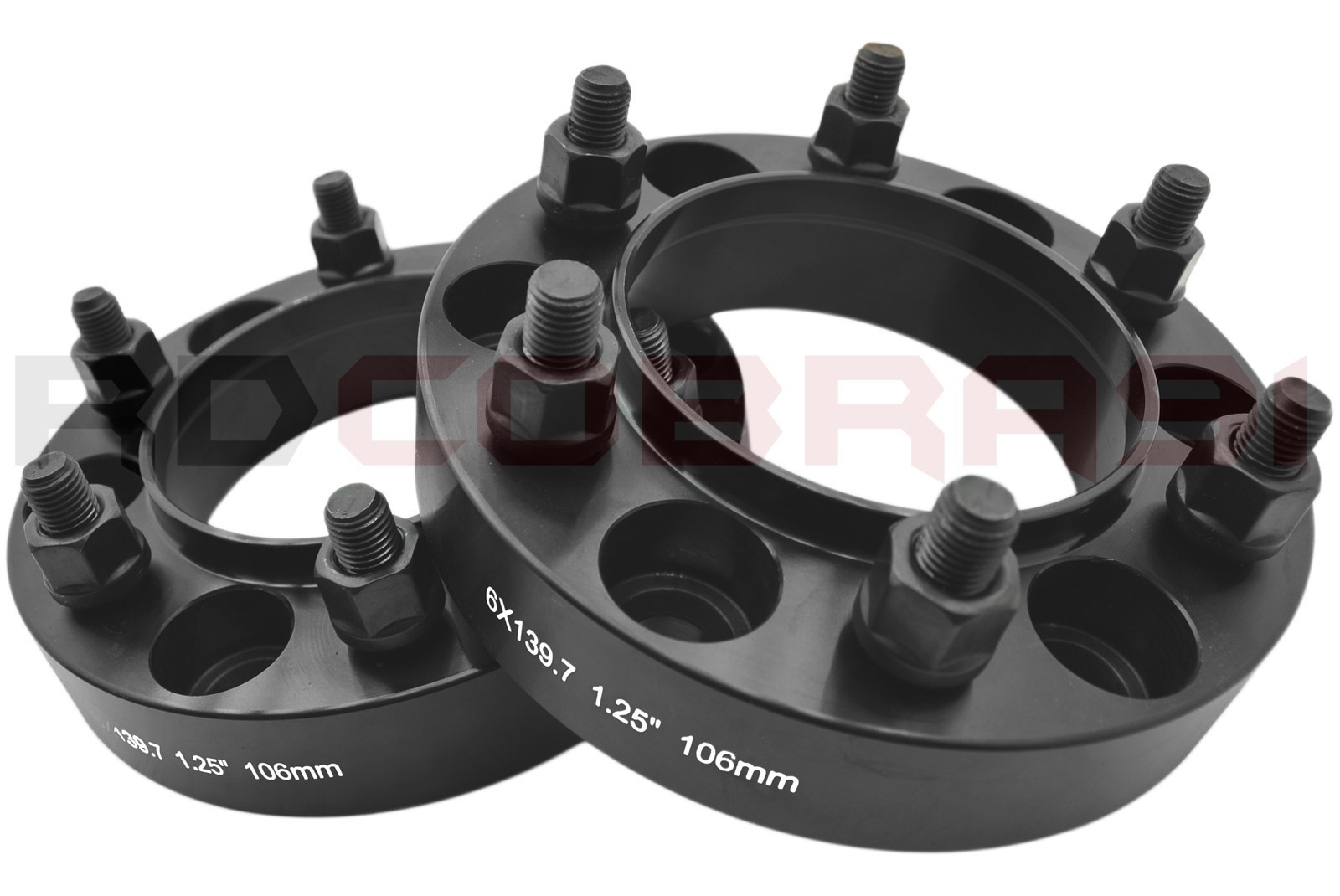 4 Toyota 6x5.5" 1.25" Black Hub Centric Wheel Spacers + 24pc Black Mag