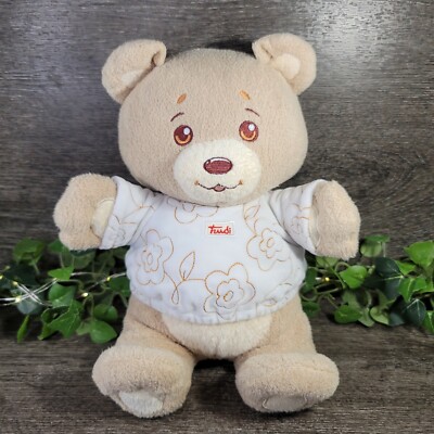 Trudi Teddy Bear Plush. Stuffed Animal.Tan White Flower Shirt Cream/Brown 12''
