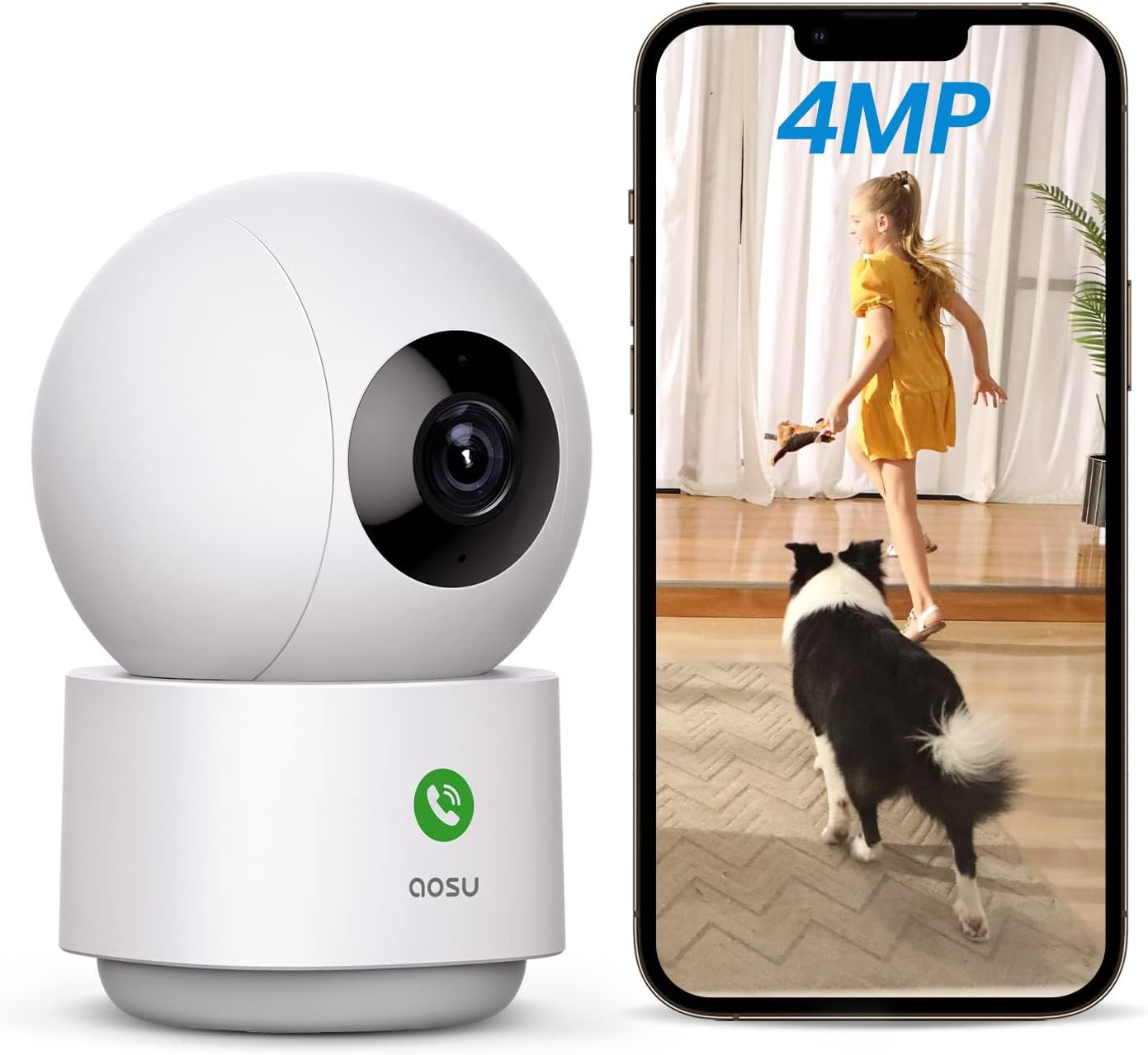 4MP Security Camera Indoor, 2.5K Baby Monitor Pet Camera 360° for Home Security,-image