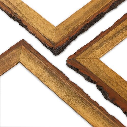 5x7 8x10 11x14 Picture Frame Rustic Brown Solid Wood with Bark Edges Real Glass - Picture 6 of 12