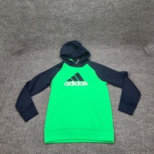 Adidas Sweatshirt Youth Large Green Blue White Pullover Hoodie Sweater Boys 1943