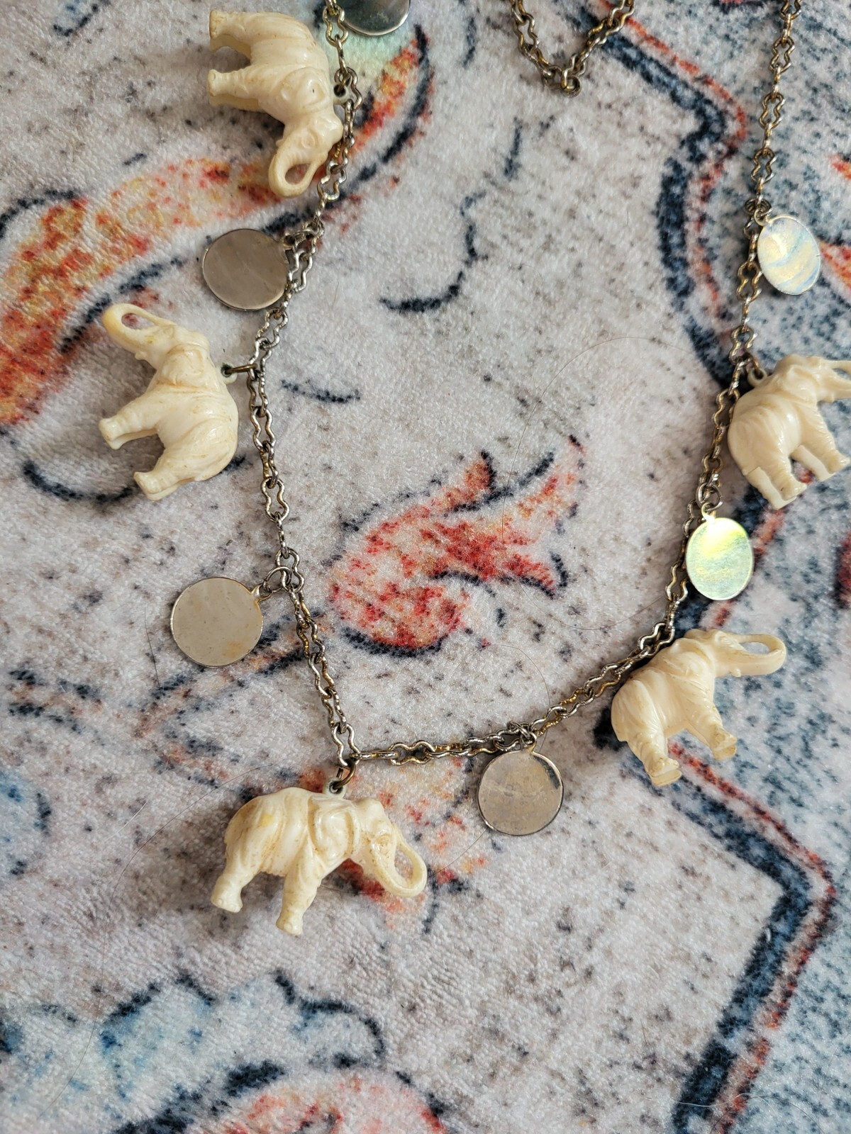 Long, vintage elephant bead statement necklace - image 4