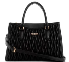 NEW Guess Women's Alopa Quilted Satchel Crossbody Bag Handbag - Black