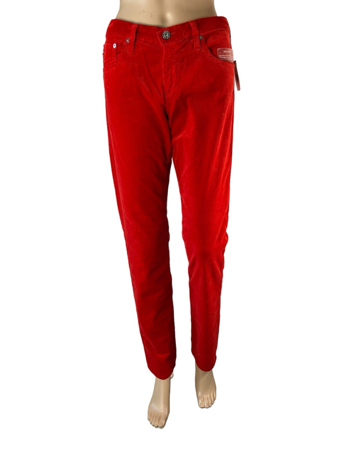 AG Adriano Goldschmied Womens Pants The Stevie Slim Straight Corduroys Red 30R image 2