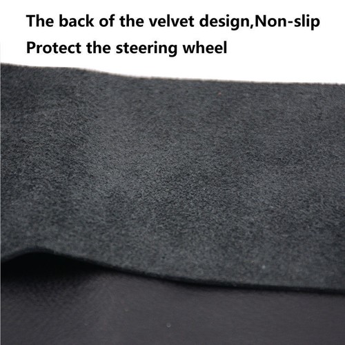 Motor Genuine Leather Steering Wheel Cover For Car SUV Truck 14.5"-15" Black NEW - Bild 6 von 6