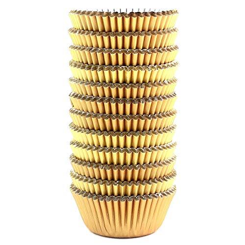 300 Pack Gold Metallic Cupcake Liners Muffin Paper Wrappers Baking Cups-image
