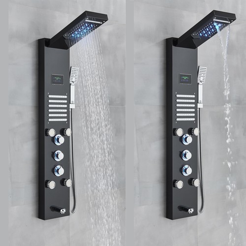 Rain&Waterfall LED Shower Panel Tower Stainless Steel Massage Body Jets System - Picture 8 of 149