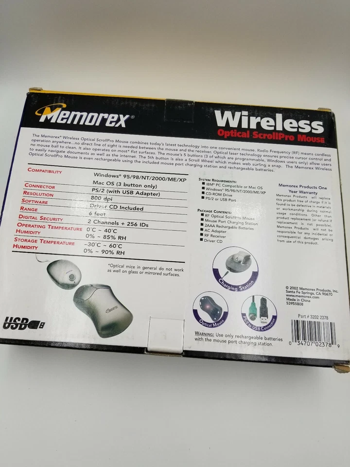 Memorex  Optical ScrollPro Mouse SE 5 Buttons with USB to PS/2 Adaptor - Image 3 of 3